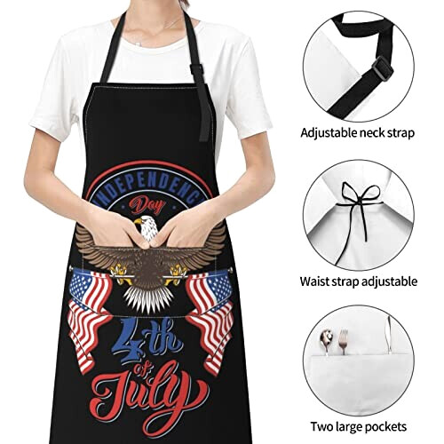 Tablier de cuisine Aigle independence day th of july american flag bald e réglable variant 2 