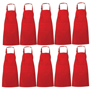 Tablier de cuisine rouge réglable 10 pièces 68x88 cm