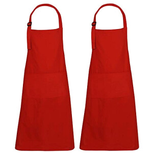 Tablier de cuisine rouge réglable 2 pièces 68x88 cm