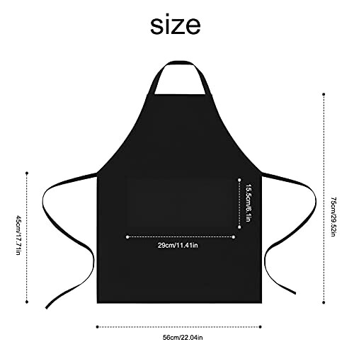 Tablier de cuisine noir 56x75 cm variant 2 