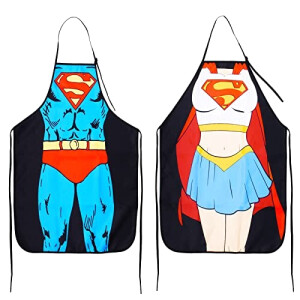 Tablier de cuisine Superman + superwoman 2 pièces 72x60 cm