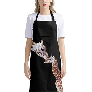 Tablier de cuisine Girafe parent-enfant réglable 91.5x68 cm
