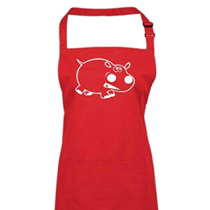 Tablier de cuisine Hippopotame rouge 72x86 cm