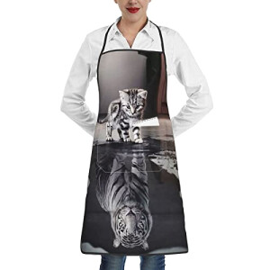 Tablier de cuisine Tigre tableau chat grand réglable
