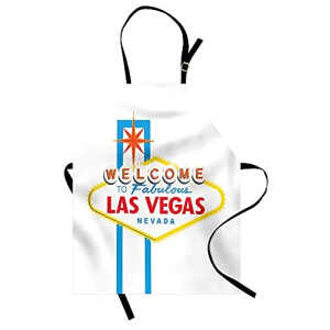 Tablier de cuisine Las Vegas blanc et multicolore réglable