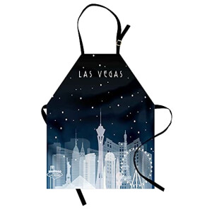 Tablier de cuisine Las Vegas nuit bleu pâle gris réglable