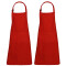 Tablier de cuisine rouge réglable 2 pièces 68x88 cm - miniature