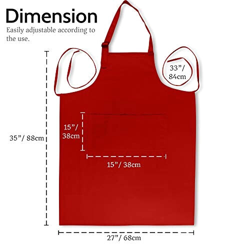 Tablier de cuisine rouge réglable 2 pièces 68x88 cm variant 5 