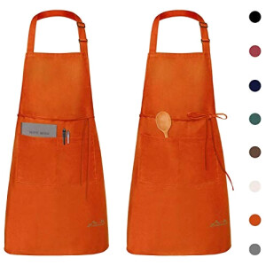 Tablier de cuisine orange réglable 78x69 cm