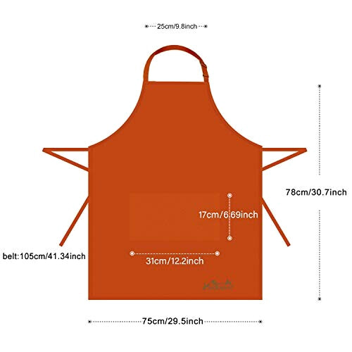 Tablier de cuisine orange réglable 78x69 cm variant 5 